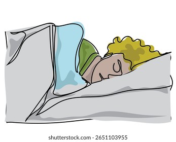 Sleep in a continuous line drawing on white background.