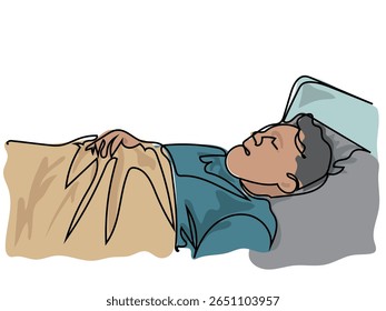Dormir em uma linha contínua desenhando sobre fundo branco.