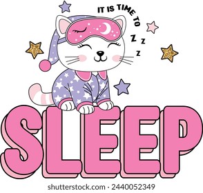 sleep cute cat graphic tees