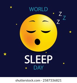 Sleep day smiley sleeping, vector art illustration.
