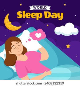 Sleep Day Social Media Illustration Flat Cartoon Hand Drawn Templates Background