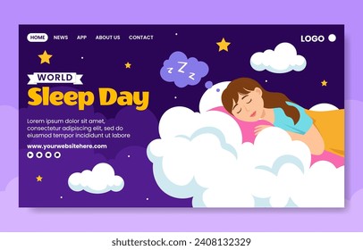 Sleep Day Social Media Landing Page Cartoon Hand Drawn Templates Background Illustration