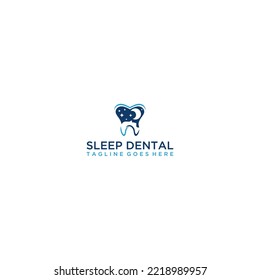 Sleep dental logo minimalist tooth design with moon and stars