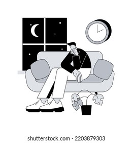 Sleep deprivation abstract concept vector illustration. Insomnia symptom, sleep loss, deprivation problem, mental health, cause and treatment, clinical diagnostic, sleeplessness abstract metaphor.
