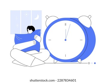 Sleep deprivation abstract concept vector illustration. Insomnia symptom, sleep loss, deprivation problem, mental health, cause and treatment, clinical diagnostic, sleeplessness abstract metaphor.