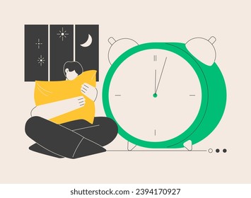 Sleep deprivation abstract concept vector illustration. Insomnia symptom, sleep loss, deprivation problem, mental health, cause and treatment, clinical diagnostic, sleeplessness abstract metaphor.