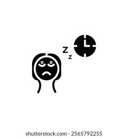 Sleep deprivation icon Vector flat thin line illustration