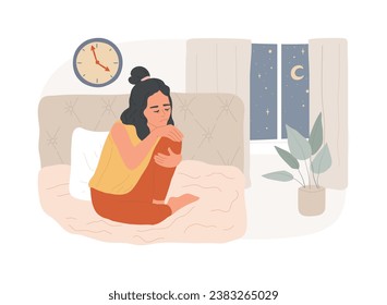 Sleep deprivation isolated concept vector illustration. Insomnia symptom, sleep loss, deprivation problem, mental health, cause and treatment, clinical diagnostic, sleeplessness vector concept.