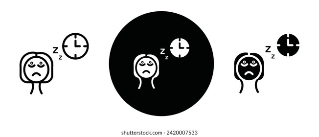 Sleep deprivation outline icon collection or set. Sleep deprivation Thin vector line art