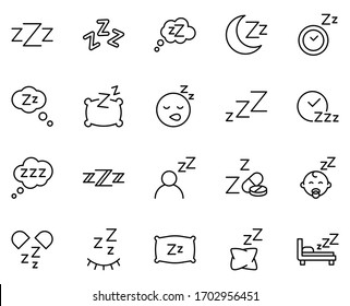 Sleep design icons set. Thin line vector icons for mobile concepts and web apps. Premium quality icons in trendy flat style. Collection of high-quality black outline logo