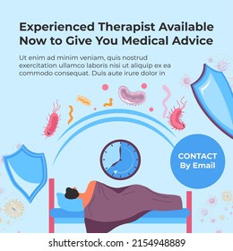 Sleep Disorder Correction And Control, Experienced Therapist Available Now To Give You Medical Advice. Contact By Email, Online Consultation And Communication With Specialist. Vector In Flat Style