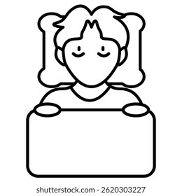 Schlafstörungen Symbol, das durch Schlafstörungen im Bettlinienstil dargestellt wird.