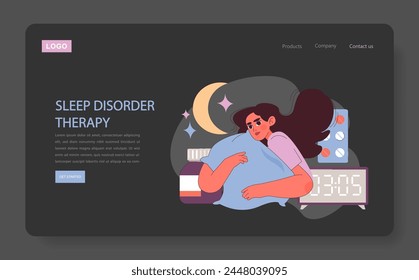 Sleep Disorder Therapy illustration. Gentle journey through nocturnal challenges. Path to restful nights and serene dreams.