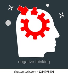Sleep disorders, managing emotions, feeling mental tension, destructive thoughts, dissatisfaction experiencing stress, chronic fatigue, hysteric behavior, mental attitude icon vector flat illustration