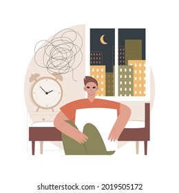 Sleep disturbances abstract concept vector illustration. Insomnia treatment, clinical diagnostic, digital overload, sleeping disorder, alerted pattern, rem, mental health abstract metaphor.