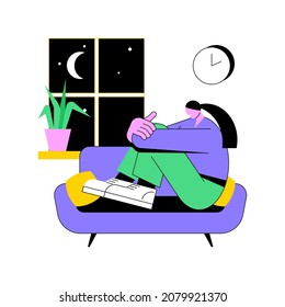 Sleep disturbances abstract concept vector illustration. Insomnia treatment, clinical diagnostic, digital overload, sleeping disorder, alerted pattern, rem, mental health abstract metaphor.