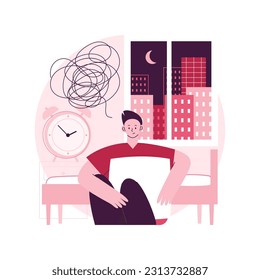 Sleep disturbances abstract concept vector illustration. Insomnia treatment, clinical diagnostic, digital overload, sleeping disorder, alerted pattern, rem, mental health abstract metaphor.