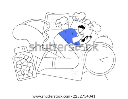 Sleep disturbances abstract concept vector illustration. Insomnia treatment, clinical diagnostic, digital overload, sleeping disorder, alerted pattern, rem, mental health abstract metaphor.