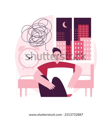 Sleep disturbances abstract concept vector illustration. Insomnia treatment, clinical diagnostic, digital overload, sleeping disorder, alerted pattern, rem, mental health abstract metaphor.