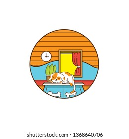 Sleep Dog Vector Illustration