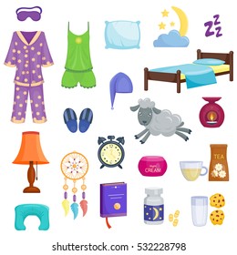 Sleep dream icons vector set.