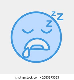 Icono del emoji del sueño ilustración vectorial en estilo azul, uso para presentación de aplicación móvil del sitio web