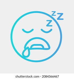 Sleep emoji icon vector illustration in gradient style, use for website mobile app presentation