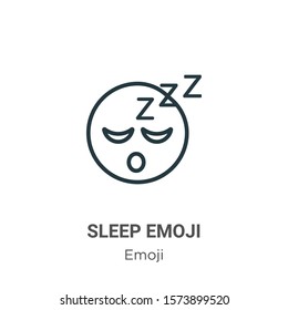 Sleep emoji outline vector icon. Thin line black sleep emoji icon, flat vector simple element illustration from editable emoji concept isolated on white background
