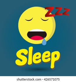 Sleep emoticon. Isolated vector illustration