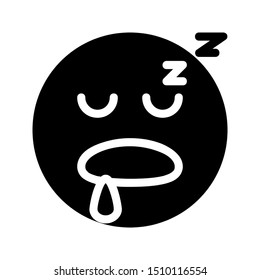 sleep expression icon with glyph style and 64 px base. Suitable for website design, logo, app and ui.