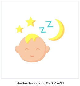 Sleep flat icon. Baby born sleep at night. Nighttime. Sleeping concept. Color vector illustration