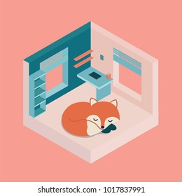 Sleep fox room 3D isometry