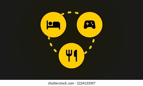 Sleep game eat background with dark background