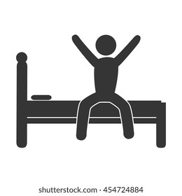Sleep good in bed, isolated flat icon vector illustration design.