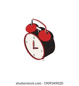 Composición de iconos isométricos con imagen aislada de reloj de alarma clásico con ilustración vectorial de campanas