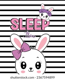 sleep graphic tees for girl rabbit design