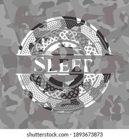 Emblema de camo gris dormido. Ilustración vectorial. 