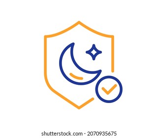 Sleep guard line icon. No insomnia sign. Night protection symbol. Colorful thin line outline concept. Linear style guard icon. Editable stroke. Vector