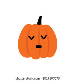 Sleep Halloween pumpkins greeting card. Vector hand drawn isolated character illustration. Doodles style. Flat icon.