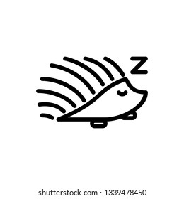 Sleep hedgehog outline icon. vector animal illustration isolated
