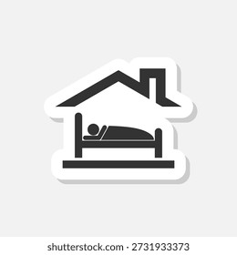 Sleep in house icon sticker isolated on gray background