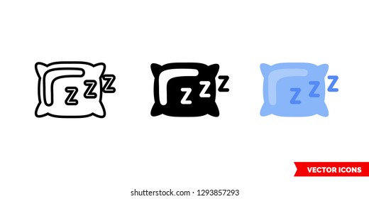 Sleep Icon Of 3 Types: Color, Black And White, Outline. Isolated Vector Sign Symbol.