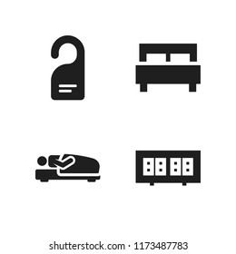 sleep icon. 4 sleep vector icons set. do not disturb, bed and sleeping icons for web and design about sleep theme
