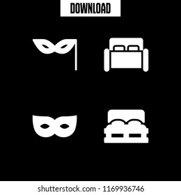 sleep icon. 4 sleep vector set. bed, double bed and eye mask icons for web and design about sleep theme