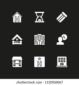 sleep icon. 9 sleep set with bed, mattress, clock and hostel vector icons for web and mobile app