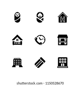 sleep icon. 9 sleep set with bed, mattress, clock and newborn vector icons for web and mobile app