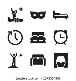 sleep icon. 9 sleep vector icons set. clock, double bed and bed icons for web and design about sleep theme