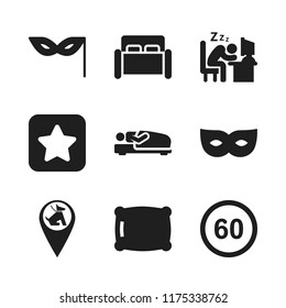 sleep icon. 9 sleep vector icons set. minute countdown, sleeping and eye mask icons for web and design about sleep theme