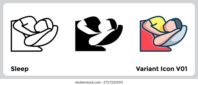 Sleep icon anchors recovery-first programming and lifestyle balance. Line, Filled, Color style.