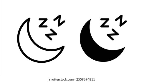 Sleep Icon collection in filled and stroke style.